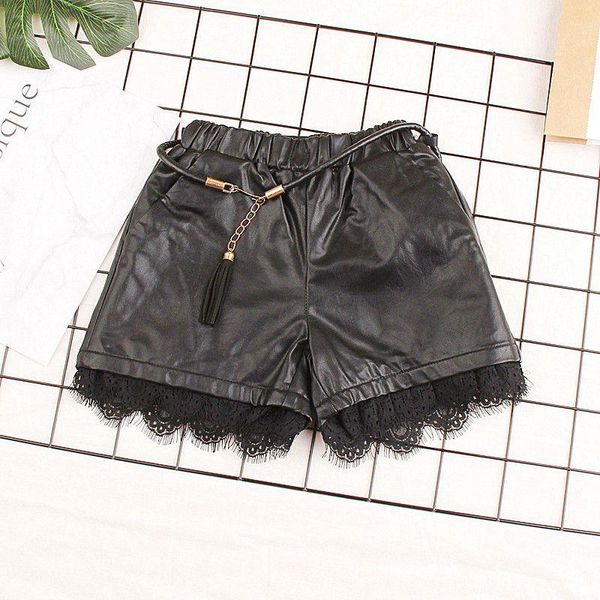 

shorts 2021 fashion black winter thick warm kids girls pants baby toddler teenage lace pu leather children short trousers