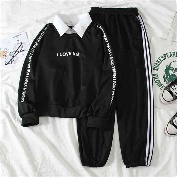 

2pcs Women Set Outfits Long Sleeve Hoodies Sweatshirt Tops Long Pants Ladies Casual Loose Sports Sweat Suit Student Tracksuits, White