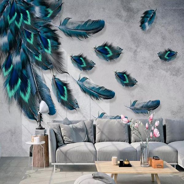 

wallpapers drop po wallpaper modern fashion feather murals living room tv sofa background wall decor removable 3d stickers
