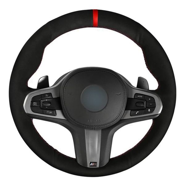 

car steering wheel cover hand-stitched soft black suede for bmw m sport g30 g31 g32 g20 g21 g14 g15 g16 x3 g01 x4 g02 x5 g05