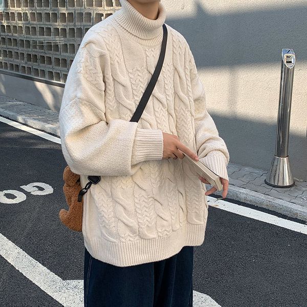 

2021 new winter men's fashions casual loose jackets long sleeve cashmere sweater 3 color turtleneck high-size -3xl clothes sr4o, White;black