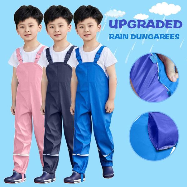 

jumpsuits toddler kids boy girl rain dungarees waterproof mud jumpsuit clothes with lining rompers baby for babi, Blue