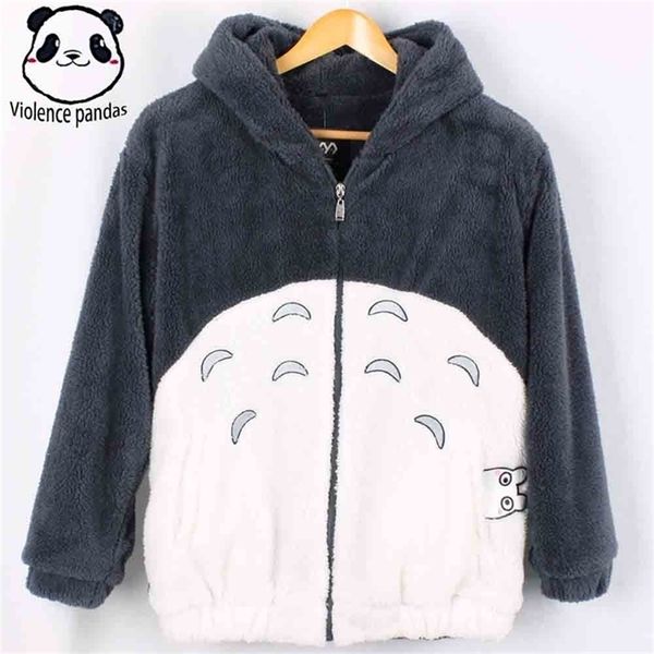 Totoro Cosplay Kazak Kawaii Hoodie Kazak Benim Komşum Ceket Polar Palto Kulakları Ile Harajuku Sevimli Ceketler Noel Hediyeleri LJ201130