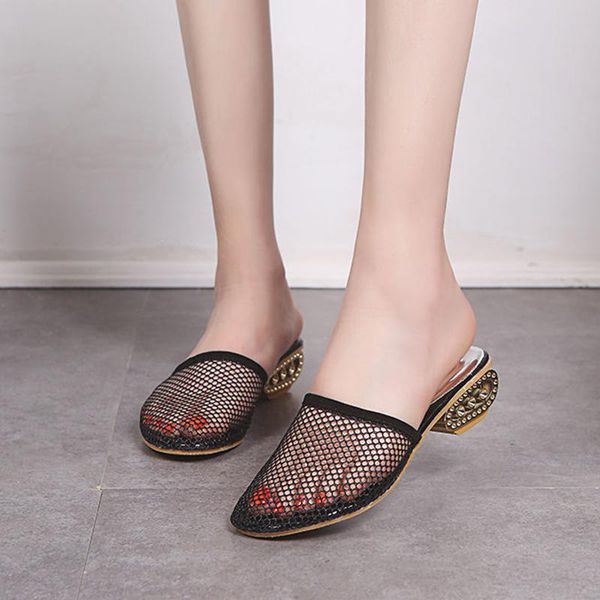 

black mesh hollow out comfortable slippers 2021 summer fashion light non-slip shallow ladies sandals luxury beach slides