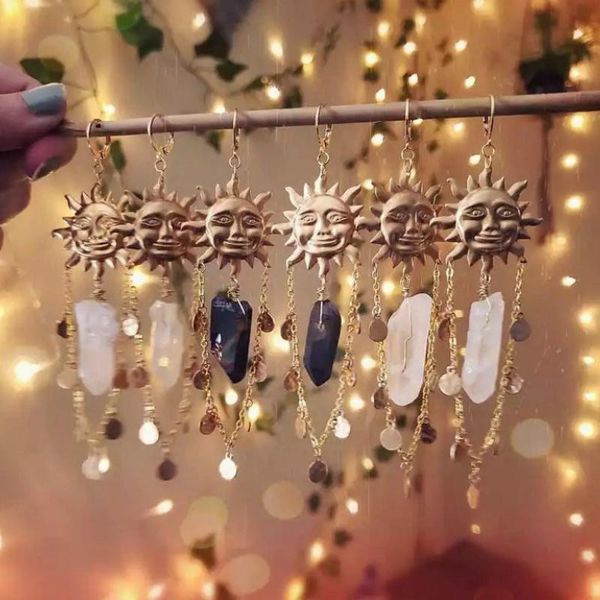 

dangle & chandelier tarot sun goddess quartz earrings, Silver