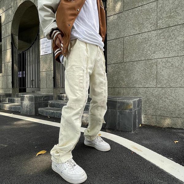 

men's jeans chic design fried street fashion brand high sense niche overalls, Blue