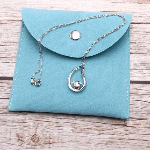 

jewelry pouches, bags 95ab portable soft velvet bracelet necklace envelope storage bag with snap button dust proof pouch for gift packaging, Pink;blue
