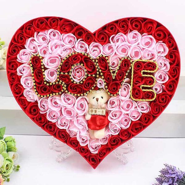 

decorative flowers & wreaths simulation rose couple dating holiday gifts valentine day diy soap flower gift box bouquet wedding festival