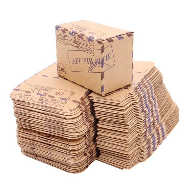 

gift wrap 100pcs kraft paper candy box wedding favors holder bags party birthday boxes with compass rope