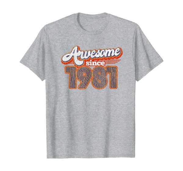 

vintage awesome since 1981 38th birthday gift 38 years old t-shirt, White;black