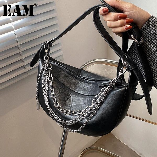 

cross body [eam] women spring metal chains quality pu leather personality all-match crossbody shoulder bag fashion tide 2021 18a2010