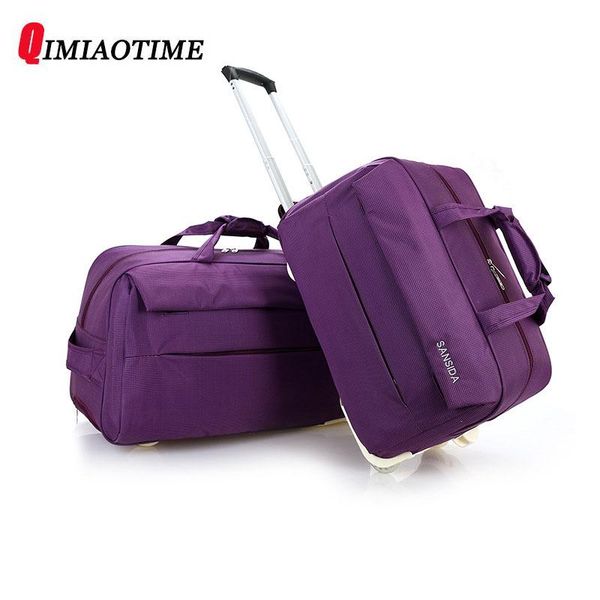 

duffel bags qimiaotime fashion waterproof luggage bag thick style rolling suitcase trolley women&men travel with wheels