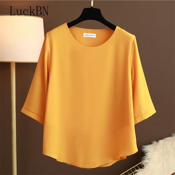

women's blouses & shirts large size 5xl women summer style chiffon lady casual half sleeve o-neck loose blusas, White