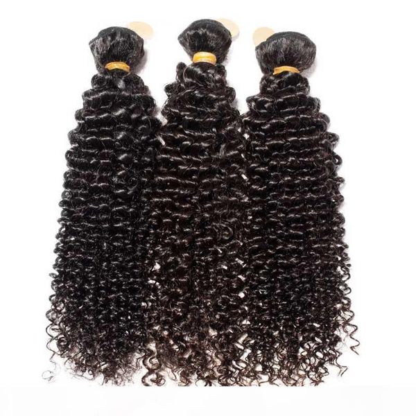 

100 full bundles brazilian hair afro curly wavy vrgin hair weave 1b natural black 12"-30" weaving hair extensions mixed lengths 3p