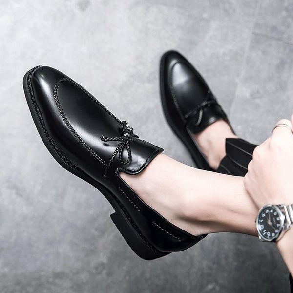 

dress shoes mens loafers leather men casual mules genuine italian fashion formal for 2021 stylish moccasins male man, Black