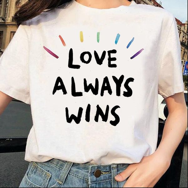 

lgbt women t shirt gay love harajuku clothes summer fashion letter print kawaii female leisure tees, White