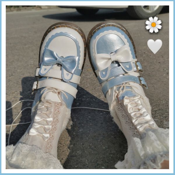 

lolita stuffed winter... velvet shoes from the vintage round head... bowknot sweet buckle... women's shoes... 2021 new anime girls. n7d, Black