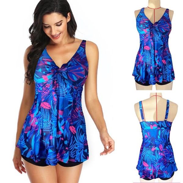 

2021 new plus size 8xl swimwear women tankini ruched two piece tummy control deep v neck swimsuits retro floral print
