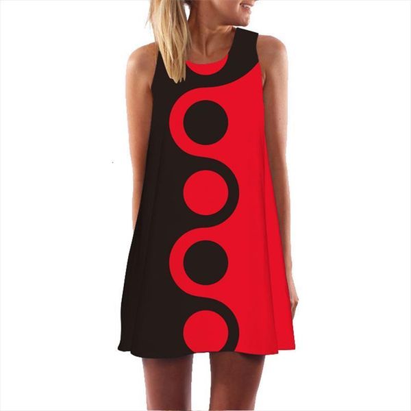 

3d degital print mini summer women dresses sleeveless o neck casual loose a line short elegant holiday beach sundress female, Black;gray
