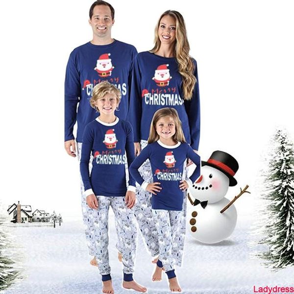 

women's t-shirt 2021 fall winter christmas long sleeve casual parent-child sets home sleepwear nightwear kids dad mom matching family p, White