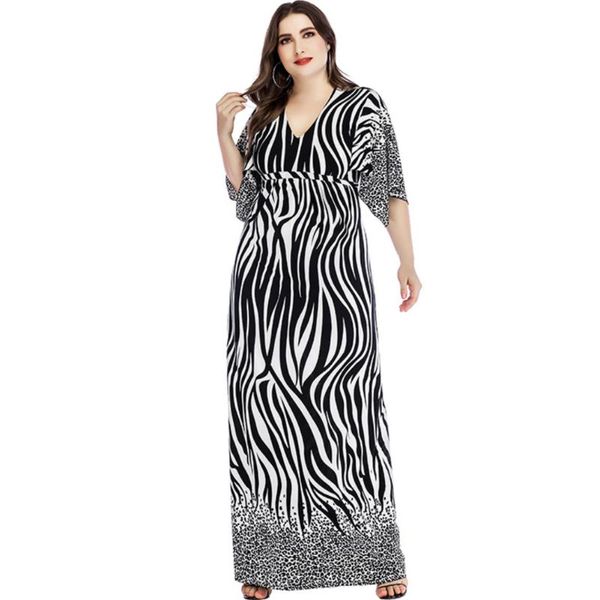 

ethnic clothing 2021 muslim summer europe and the united states large size women's dress arab stripes printed leopard print skirt, Red
