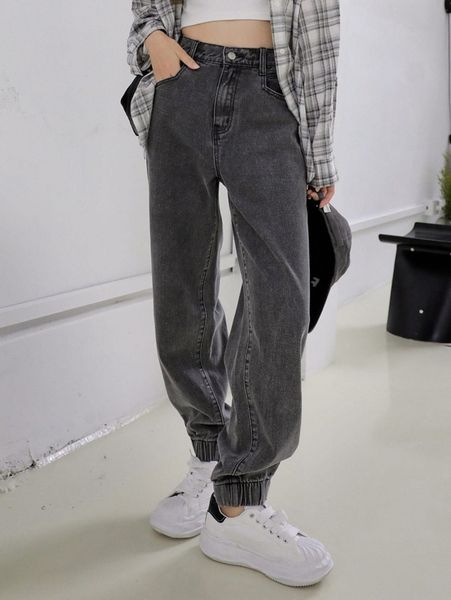 

dazy high waist slant pocket jogger jeans e29n#, Blue