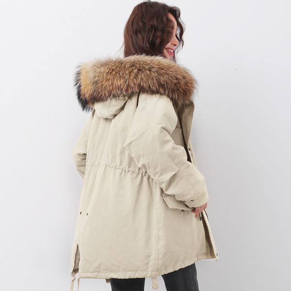 

2021 New Autumn Winter Thick Coats Women 90% White Duck Down Jacket Real Fur Collar Warm Parka Pp092 342u, Black