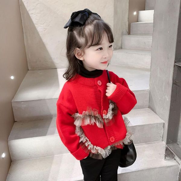 

pullover girl's three-dimensional love sweater cardigan baby round neck coat 2021 autumn and winter, Blue