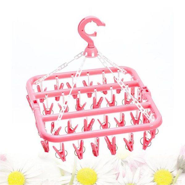 

hooks & rails foldable clip and drip children's underwear socks drying rack laundry premium hanger with 32 clips (red)