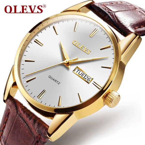 

wristwatches fashion quartz men's watches date week business casual man watch luxury leather for men luminous waterproof male, Slivery;brown