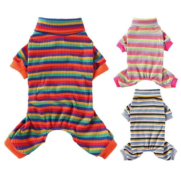 

dog apparel pet clothes pajamas 4 legged striped homewear puppy jumpsuit romper all seasons for small dogs ropa de perro