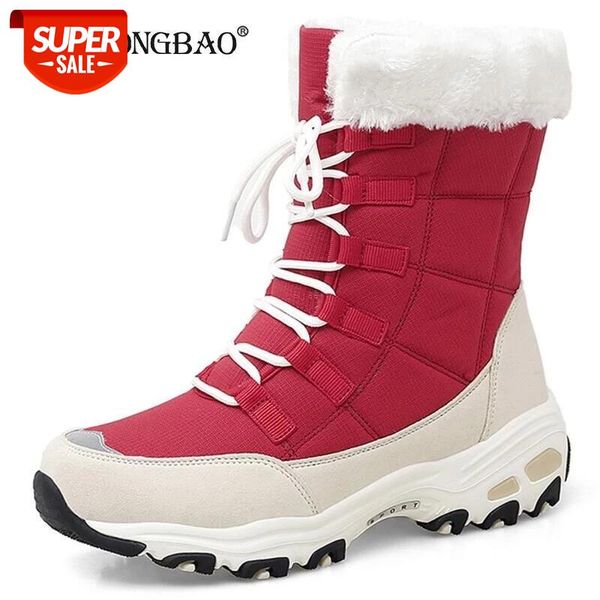 

quality waterproof winter women boots keep warm mid-calf snow boots ladies lace-up comfortable short outdoor sneakers #dt6h, Black