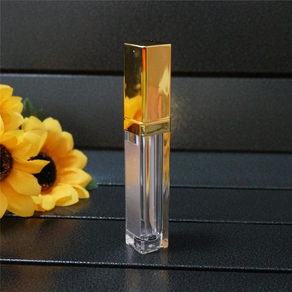 

storage bottles & jars 7.5ml 10/30/50pcs empty makeup diy lip gloss bottle square gold tube with led light mirror labial glair