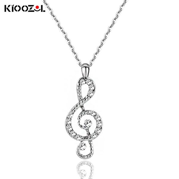 

pendant necklaces kioozol exquisite music style rhinestone notes white gold plated silver color choker necklace for women jewelry 491 ko2