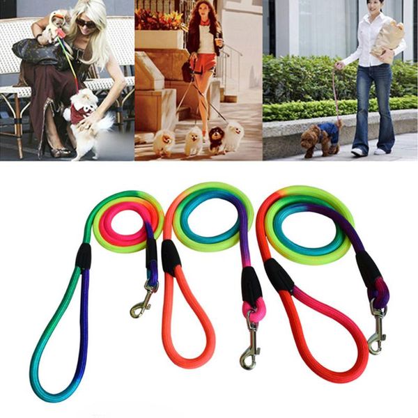 

dog collars & leashes adjustable colorful nylon leash collar harness puppy pet cat accessories breakaway rainbow lead belt basic