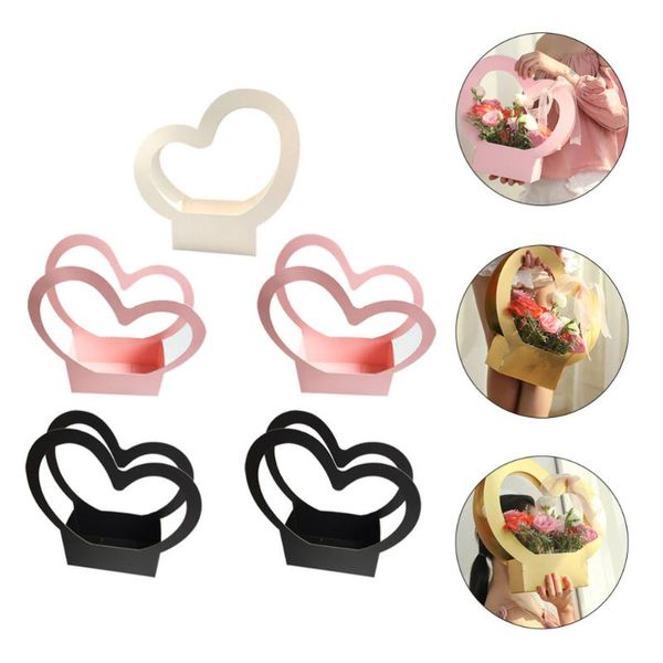 

5 pcs fashionable flower boxes hand-held flower cases simple packaging cases