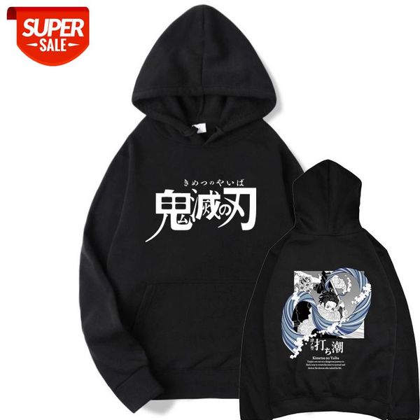 

japanese streetwear fashion hoodie men demon slayer anime cosplay hoodies manga sudaderas spring autumn fleece sweatshirts #ad40, Black