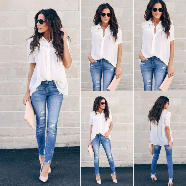 

work office button up blouse women shirt v neck and blouses shirts, Black;blue