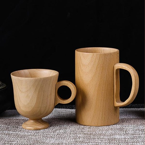 

mugs wooden beer tea coffee milk water cup kitchen bar teaware office product mug with handle for juice drinkware