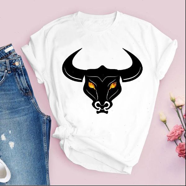 

women printing graphic heifer bull funny cute cartoon 90s print lady tees clothing female t shirt womens t shirt, White