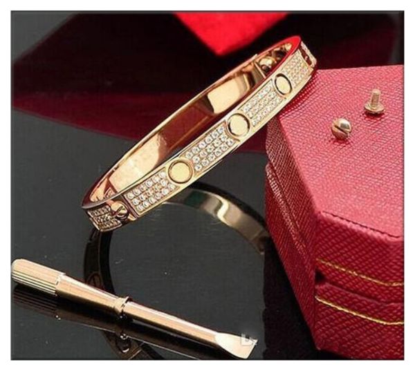 

full diamond stainless steel fashion womens mens iced out bracelets cuff bangles screwdriver jewelry bracelet iced out, Black