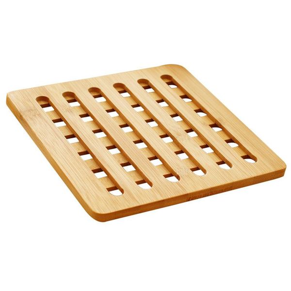 

mats & pads 3pcs bamboo heat insulation pad pot mat square grid anti-scalding dining tableware dish place kitchen accessories