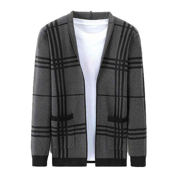 

eridanus personality young men plaid cardigan coat autumn yarn-dyed knit trendy matching medium-thickns sweater mwk030, Black;white