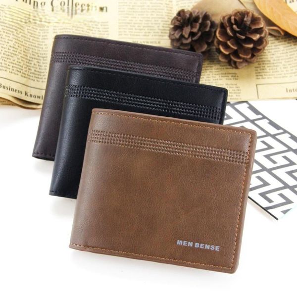 

wallets men's wallet simple fashion pu leather large capacity short coin purse mens, Red;black