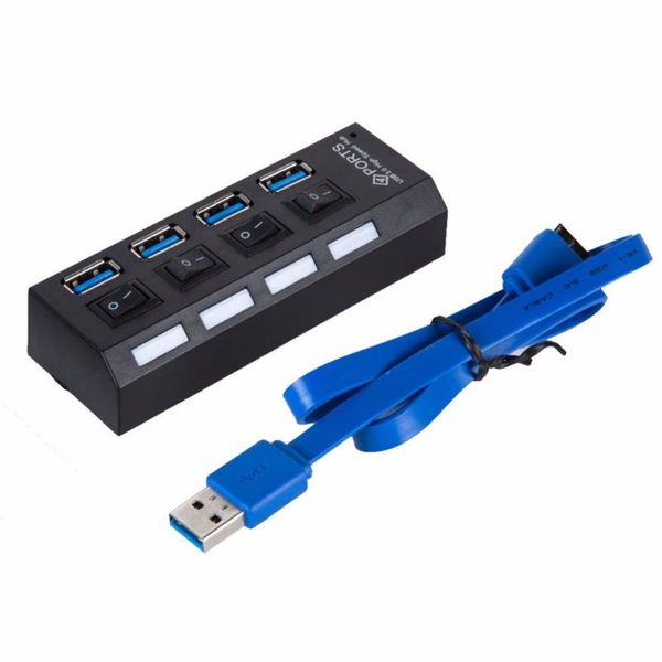 

hubs black 4 port usb 3.0 hub splitter high speed 5gbps for pc lapw on/off switch