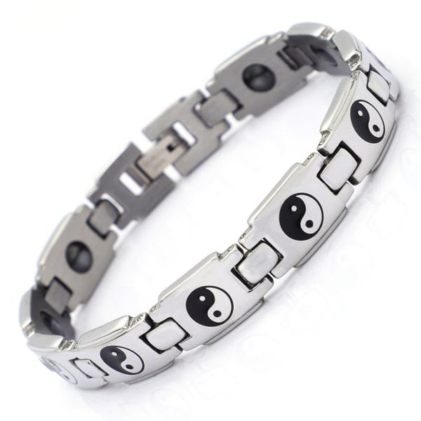 

link, chain bracelet men's religious gossip trend black stone titanium