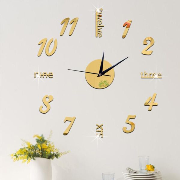 

diy wall clock english number wall clock mini sticker creative (golden shipment without battery)