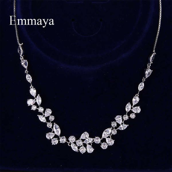 

emmaya fashion statement flower model necklace made by aaa cubic zircon elegant jewelry women attractive gift in party, Silver