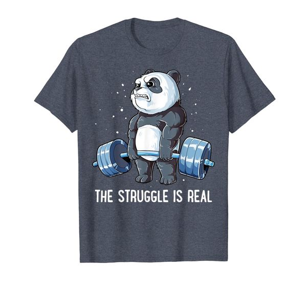 

panda t shirt the struggle is real weightlifting fitness gym, White;black
