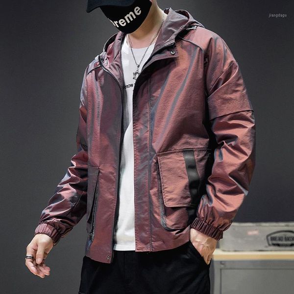 

fashion gradient hooded jacket autumn windbreaker street bomber zipper jackets outerwear pilot coat windproof coats clothing 5xl men's, Black;brown